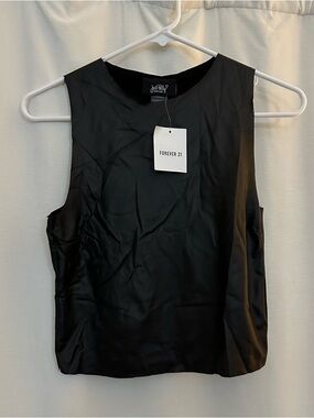 Forever 21 Black Faux Leather Sleeveless Top